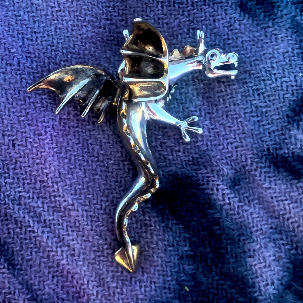 Silver and 14k gold dragon pendant